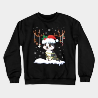 Husky Reindeer Santa Noel Costume Dancing On Snow Merry Xmas Crewneck Sweatshirt